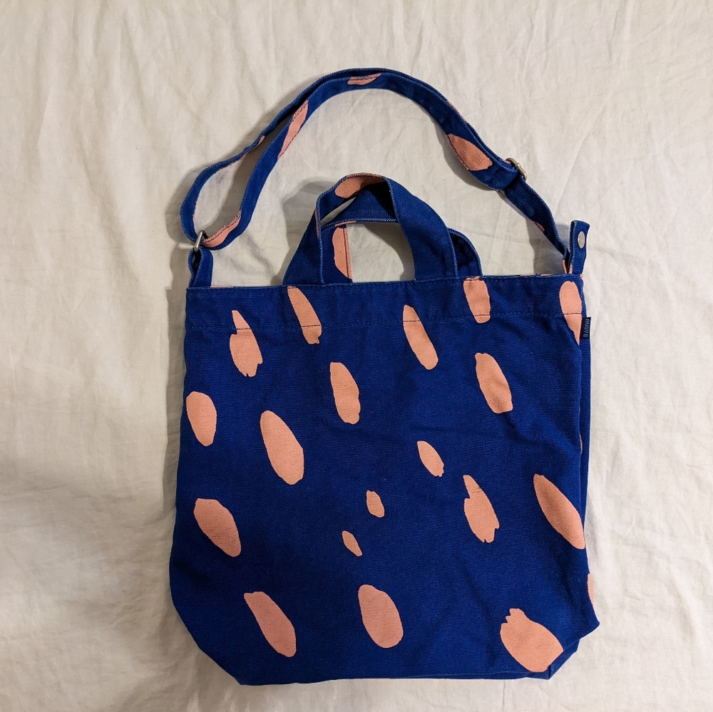 BAGGU Blue and Pink Canvas Duck Bag